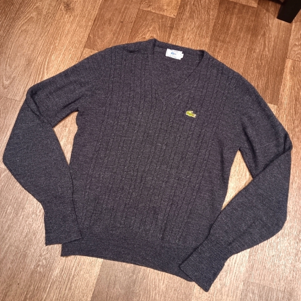 Vintage Izod Lacoste Men's Charcoal Sweater - Size M  Mens Dark Gray